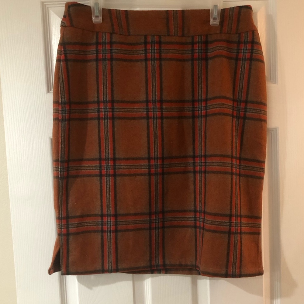 Cute Rust Colored Plaid Skirt